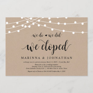 Invitation Guirlandes Kraft, Police noire, Mariage Fuite