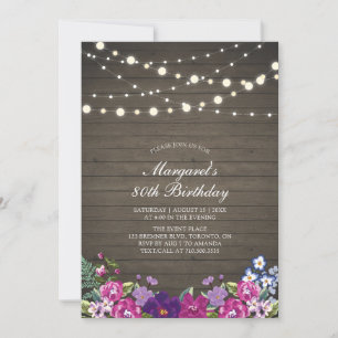 Invitation Guirlandes Lumineuses & Bois   Fête d'anniversaire