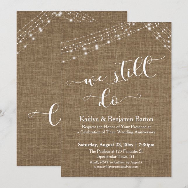 Invitation Guirlandes lumineuses en toile de jute Nous faison (Devant / Derrière)