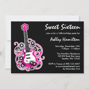 Invitation Guitar Rock Star Sweet 16 Anniversaire fête Hot ro