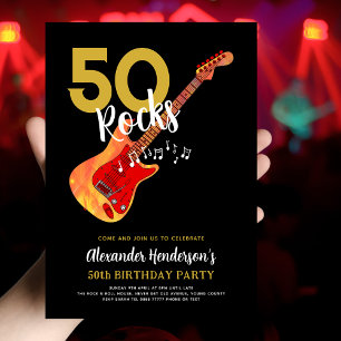 Invitation Guitare 50e fête d'anniversaire pour lui