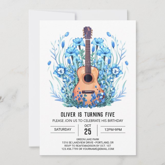 Invitation Guitare Acoustique classique Jour d'anniversaire (Devant)