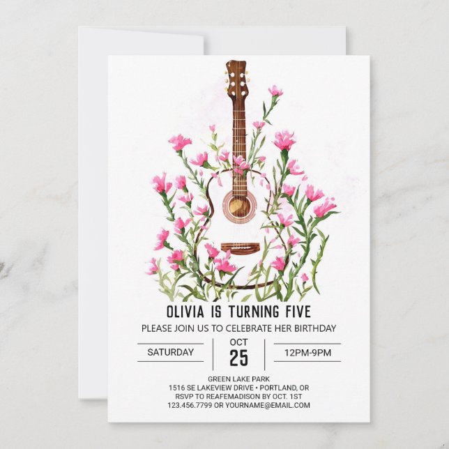 Invitation Guitare classique Chord Anniversaire (Devant)