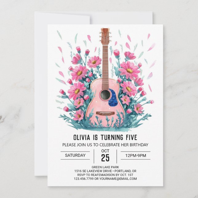 Invitation Guitare classique Chord Anniversaire (Devant)
