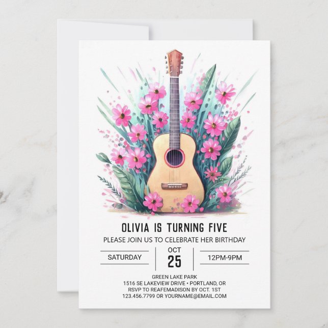 Invitation Guitare de ballade acoustique Anniversaire (Devant)