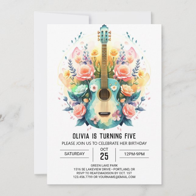 Invitation Guitare de ballade acoustique Anniversaire (Devant)