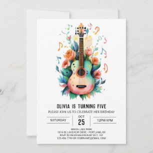 Invitation Guitare de ballade acoustique Anniversaire
