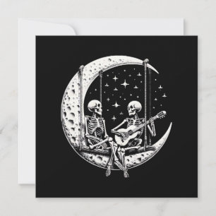 Invitation Guitare de lune de couple de squelettes