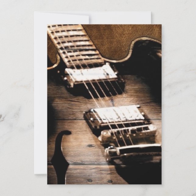 Invitation Guitare de musique country occidentale en bois de  (Devant)