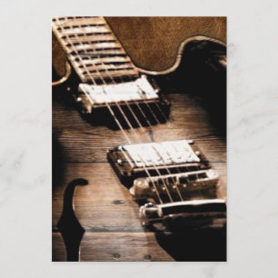 Invitation Guitare de musique country occidentale en bois de 