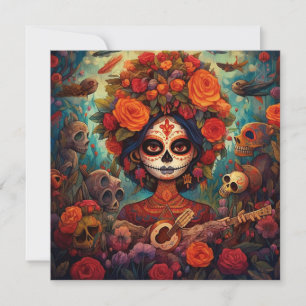 Invitation Guitare Dia de los Muertos (Jour des Morts)