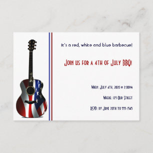 Invitation Guitare du drapeau patriotique 4 juillet