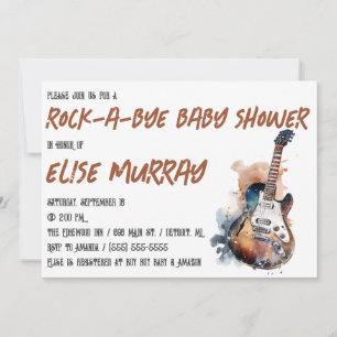 Invitation Guitare, Musique, Baby shower Rock-A-Bye