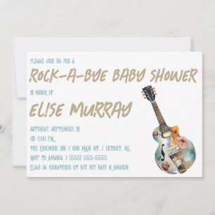 Invitation Guitare, Musique, Baby shower Rock-A-Bye