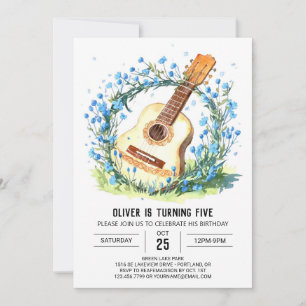 Invitation Guitare pour enfants acoustiques Anniversaire