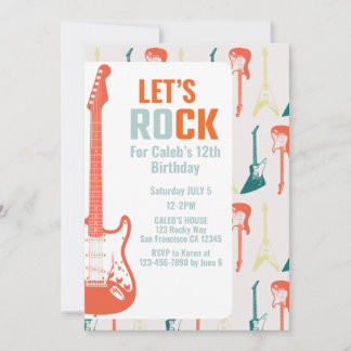 Invitation Guitare Rock et Roll Music Rockstar Anniversaire