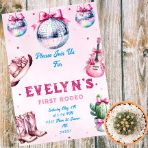 Guitare rose Cowboy Party Cactus Anniversaire