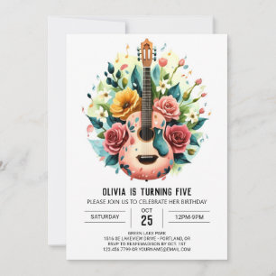 Invitation Guitare rose Whimsy