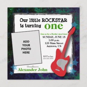 Invitation Guitare & Stars Boy's Rockstar Birthday