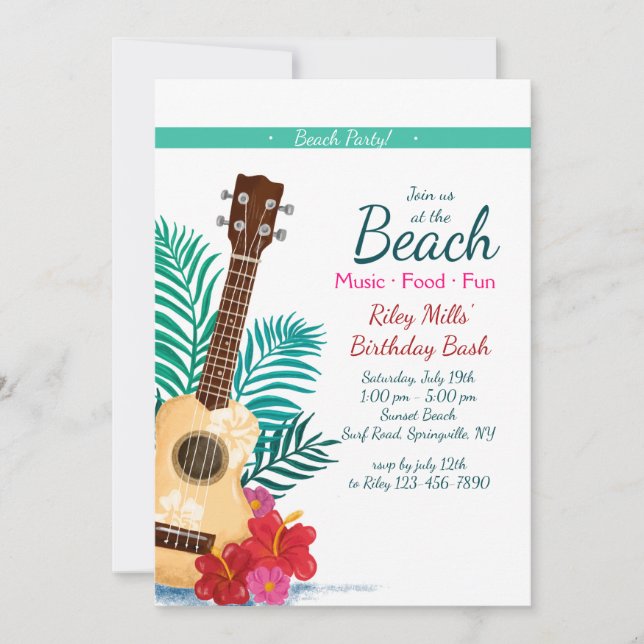 Invitation Guitare Tropicale (Devant)