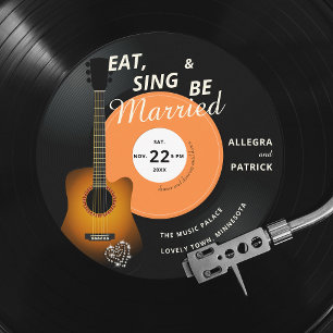 Invitation Guitare Vinyl Record Musique Thème Noir Mariage