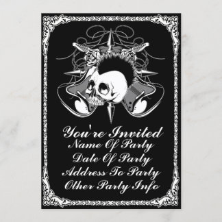 Invitation Guitares Roses de Punk Rock Mohawk