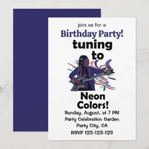 Invitation Guitariste accordant pour fête d'anniversaire aux