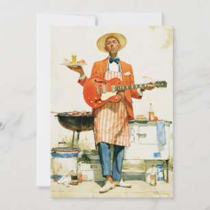 Invitation Guitariste des Blues de Barbecue de Jardin