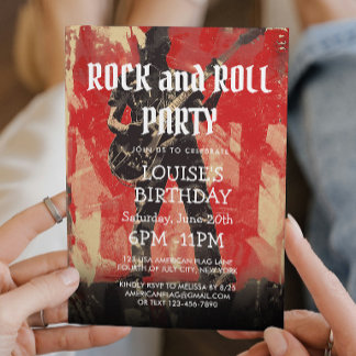 Invitation Guitariste Illustration Fête Rock And Roll
