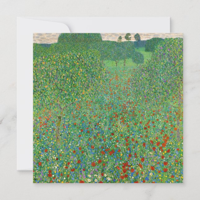 Invitation Gustav Klimt - Champ de coquelicots (Devant)