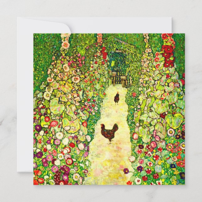 Invitation Gustav Klimt Garden with Chickens (Devant)