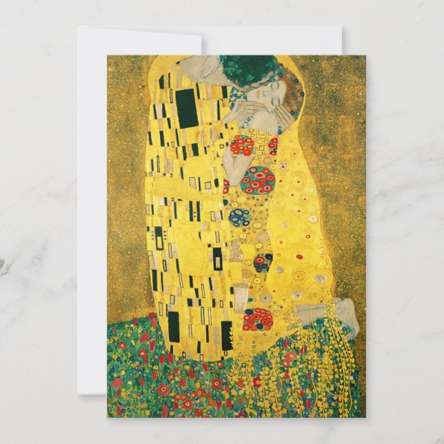 Invitation Gustav Klimt Golden Art The Kiss for Lovers (Devant)