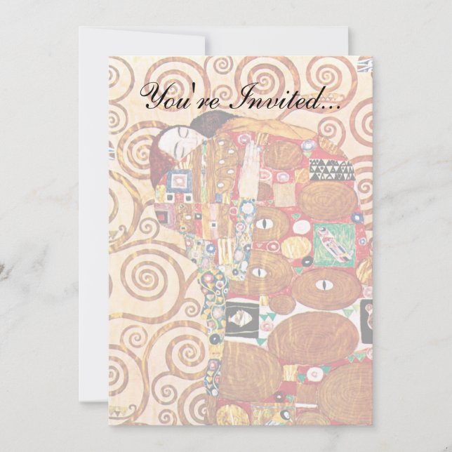 Invitation Gustav Klimt - Le Baiser - Peinture d'art fin (Devant)