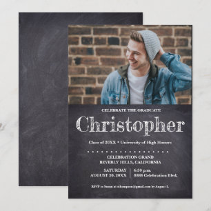 Invitation Guy Graduation Party Photo Chalkboard