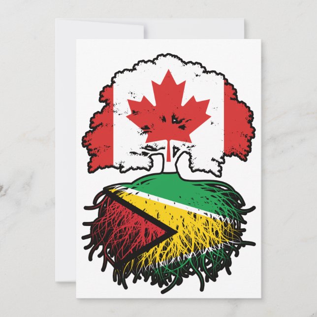 Invitation Guyana Guyane Drapeau canadien des racines d'arbre (Devant)