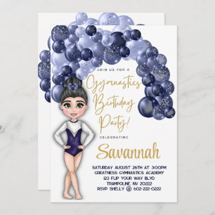 Invitation Gymnastique Anniversaire avec Bleu Balloon Arch