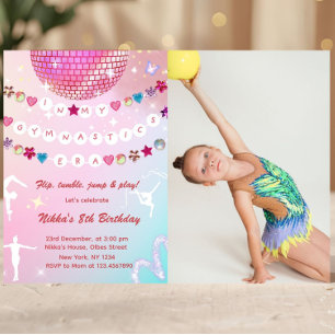 Invitation Gymnastique Anniversaire Rose Fête de Gym Photo