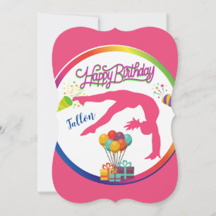 Invitation Gymnastique Arc-en-ciel Joyeux Anniversaire Dos Bl