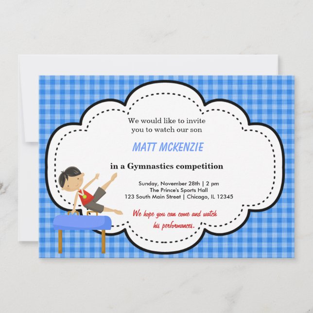 Invitation Gymnastique Boy Competition (Bleu) (Devant)