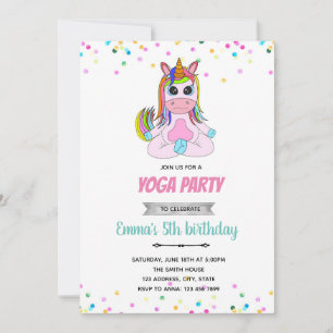 Invitation gymnastique de yoga Unicorn