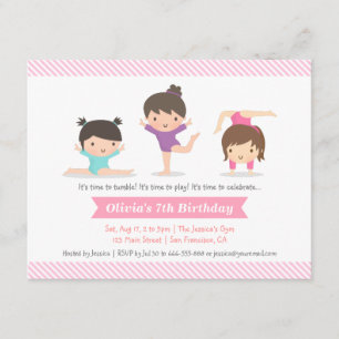 Invitation Gymnastique des filles aux tambours fête d'anniver