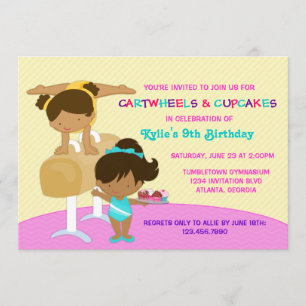 Invitation Gymnastique des roues et des cupcakes