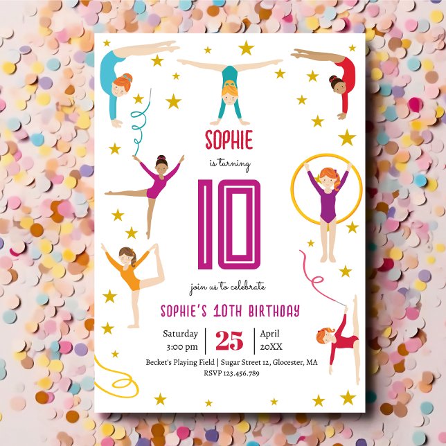 Invitation Gymnastique et acrobatie sport fille anniversaire (Créateur téléchargé)