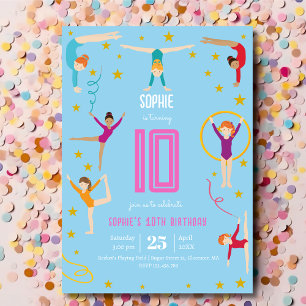 Invitation Gymnastique et acrobatie sport fille anniversaire
