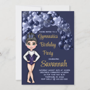 Invitation Gymnastique féminine Anniversaire Fête Ballons Ble