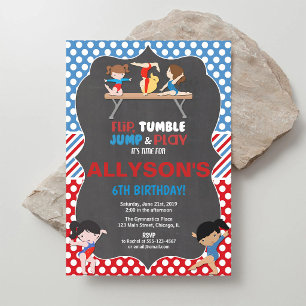 Invitation Gymnastique Jeux Olympiques Anniversaire Rouge Bla