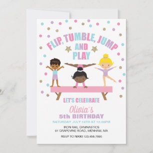 Invitation Gymnastique pastel anniversaire
