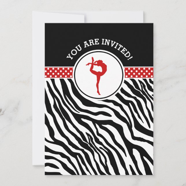 Invitation Gymnastique personnalisée d'impression de zèbre en (Devant)