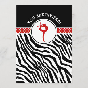 Invitation Gymnastique personnalisée d'impression de zèbre en