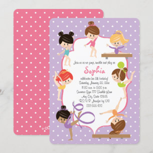 Invitation Gymnastique personnalisée mignonne fête d'annivers